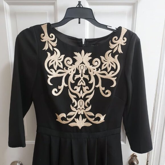 Ted Baker Embroidered Modest Black Midi Dress - Picture 3 of 8